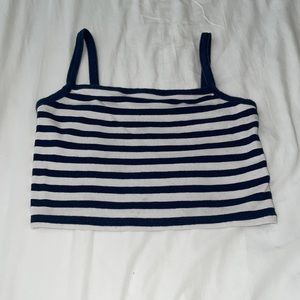 NOT AVAILABLE Navy Blue/White Stripped Crop Top